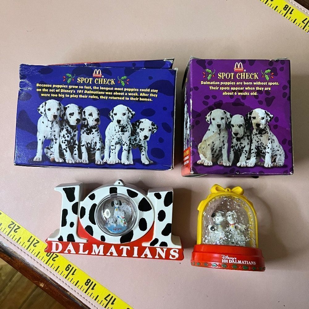 McDonald's Disney's 101 Dalmatians Snow Flurries Snow Globe Ornament 2pc Lot - Picture 11 of 15